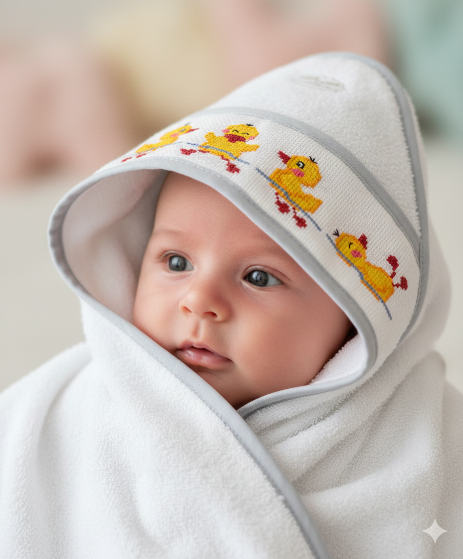Accappatoio neonato con paperelle