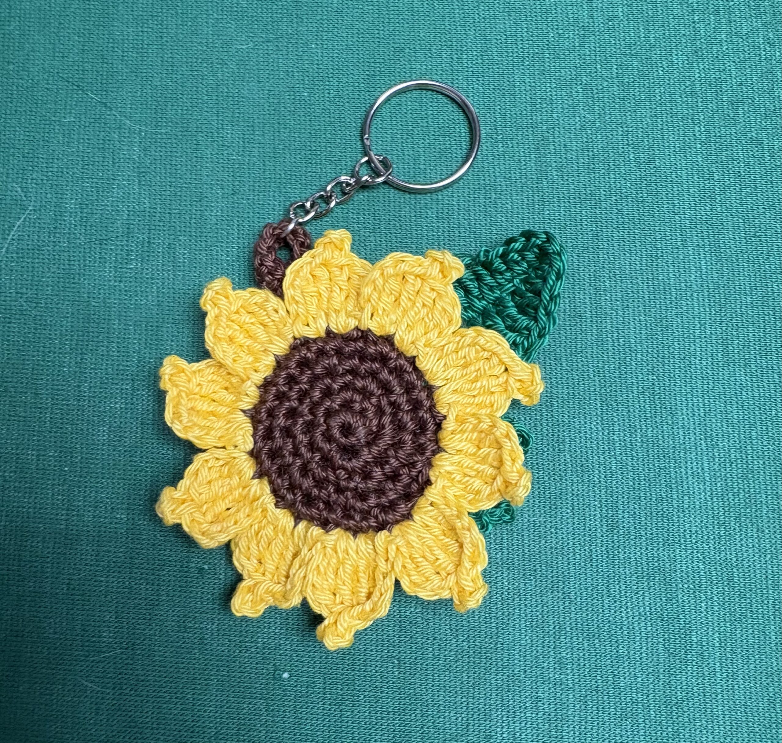 Portachiavi Girasole all’uncinetto fatto a mano